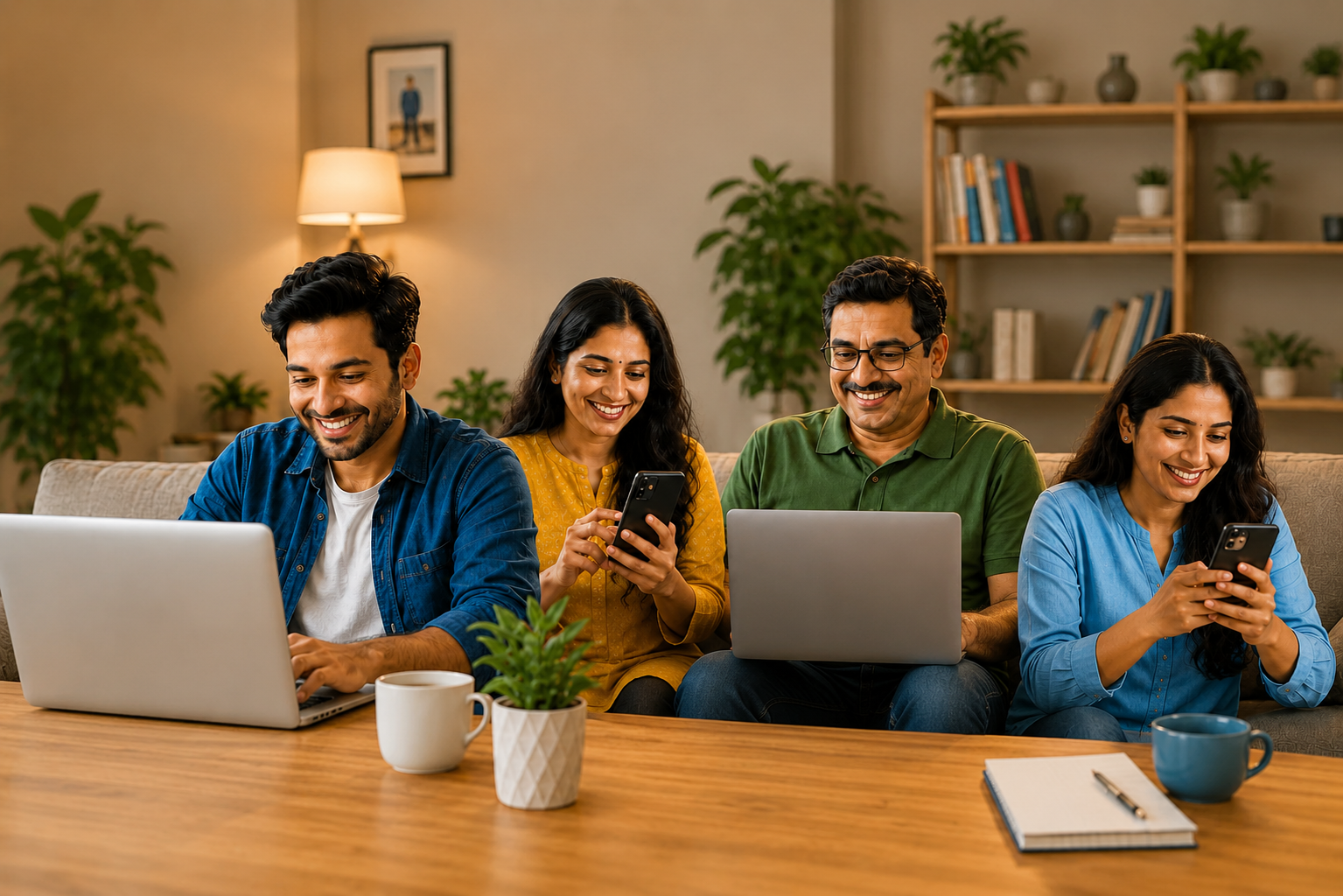 Happy Indian family filing taxes with FairTax